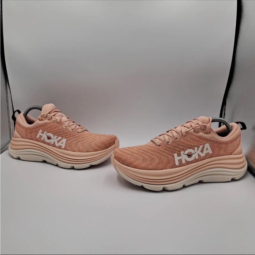 HOKA Gaviota 5 Womens Running Shoes in cream latte
